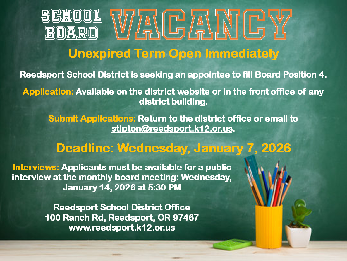 Reedsport School District School Board Vacancy